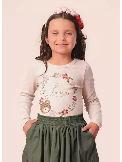 BLUSA CANELADA LOVE URSINHA COM STRASS PITUCHINHUS