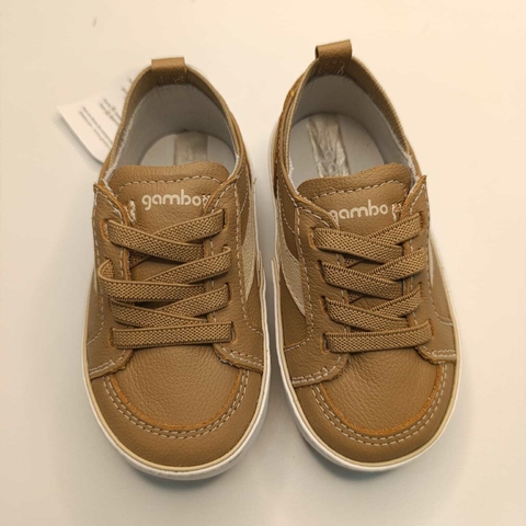 TENIS EM COURO CANELA E QUINOA GAMBO
