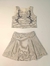 CONJUNTO CROPPED BORDADO FLORES E SAIA LISTRADA GROW UP