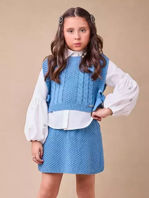 CONJUNTO TRICOT AZUL COM LAÇOS ANIMÊ - comprar online