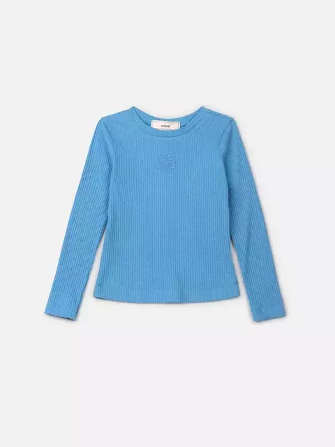 BLUSA CANELADA AZUL BORDADO ANIMÊ - comprar online