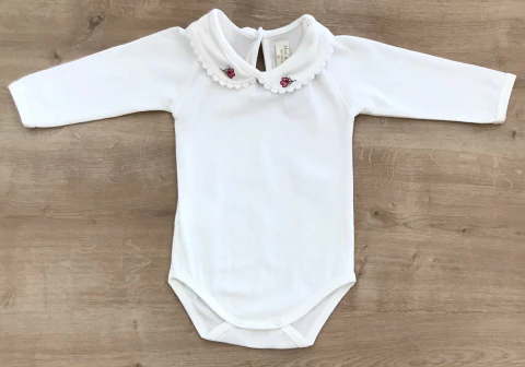 BODY MANGA LONGA SUEDINE GOLA BORDADO FLOR MINI&CO