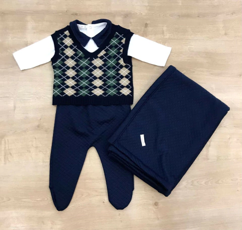 SAIDA DE MATERNIDADE MATELASSADA COLETE TRICOT 4 PEÇAS ROANA - comprar online