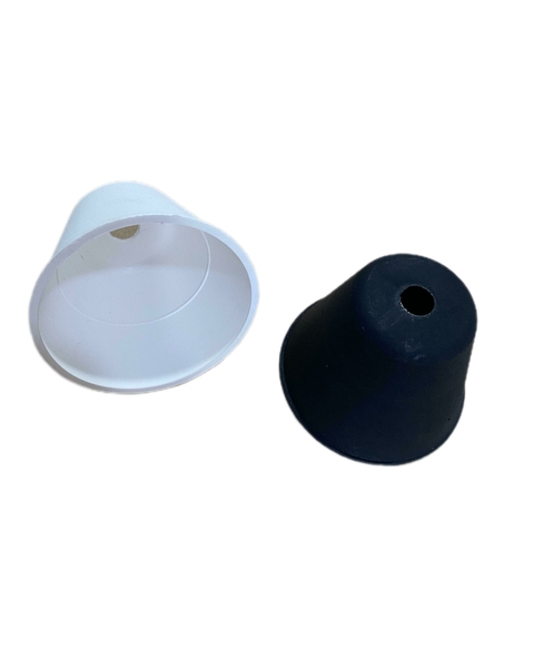 Capuchón tacita para portalámpara E27 con rosca y aro BLANCO - NEGRO x10 unidades