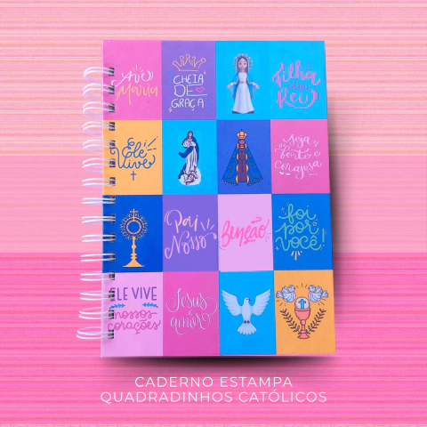 Caderno Quadradinhos Católicos A5 - Coleção Santinhos