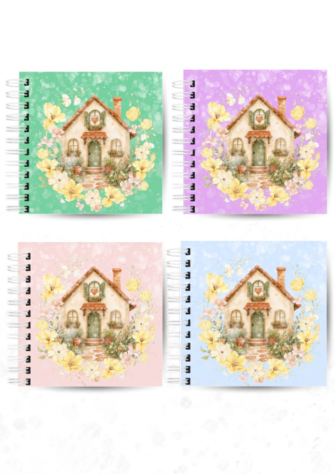 Kit 4 Capas Planner 18x18 - Casinha Encantada | Coleção Jardim Encantado