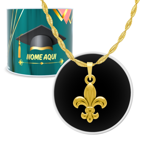 Colar + Porta-Joias personalizado Letras Banhado a Ouro 18k