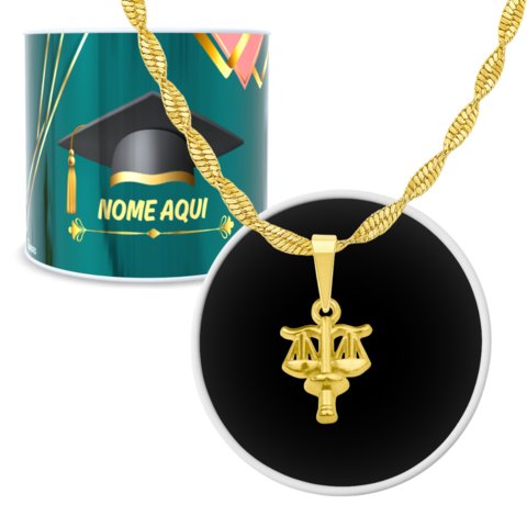 Colar + Porta-Joias personalizado Direito Banhado a Ouro 18k