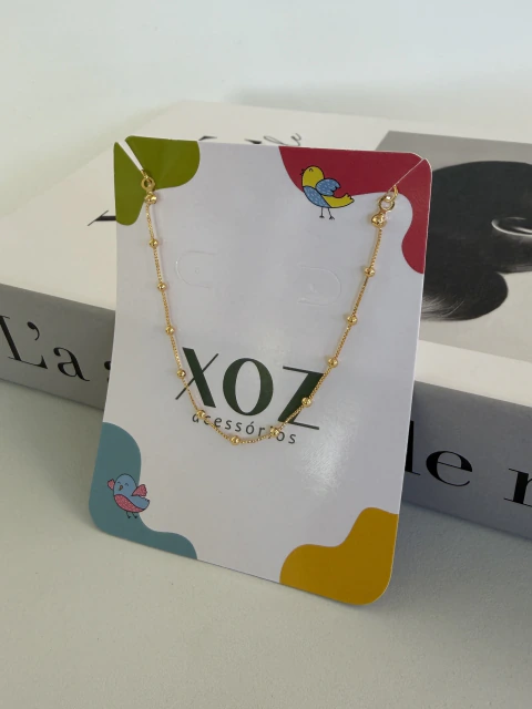 Pulseira infantil bolinhas folheada