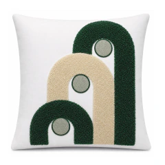 Capa de Almofada 45x45 Artesanal Bordada Estilo Sofisticado Modelo Tufted 31