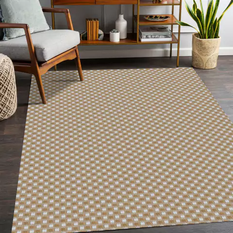 Tapete De Sala Antiderrapante Safira 1,32 X 2,00 Caramelo/Cru