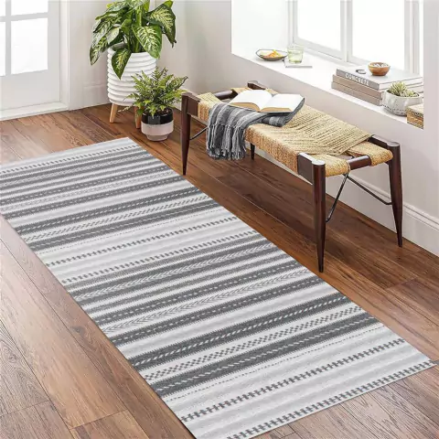 Tapete Passadeira Beira Cama Arezzo Antiderrapante 0,65 x 1,50 Cinza