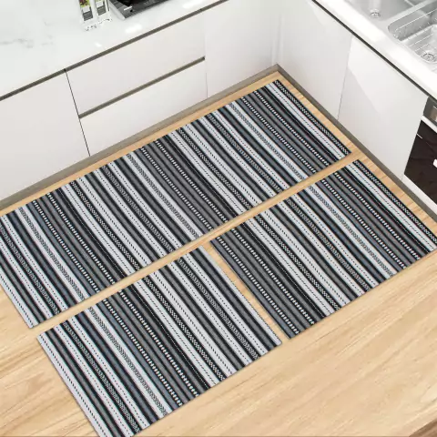 Kit Tapete De Cozinha Antiderrapante Arezzo Preto