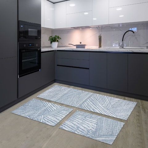 Kit Tapete De Cozinha Antiderrapante Valley Antiderrapante Cinza