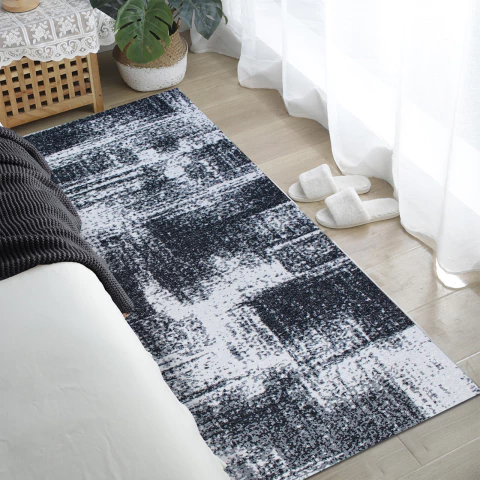 Tapete Passadeira Beira Cama Antiderrapante 0,65 X 1,50 Pixel Preto