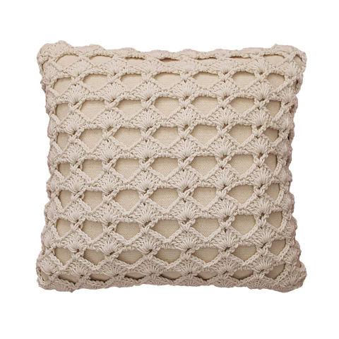 Capa De Almofada Decorativa Croche Nordeste 42 X 42 Artesanal Estampa 02 cor crua
