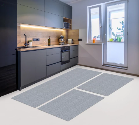 Kit Tapete De Cozinha Antiderrapante Cairo Cinza