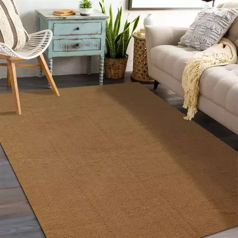 Tapete De Sala Mandacaru 1,50 X 3,50 Algodão Lavável em Máquina Liso Caramelo