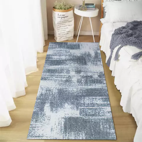 Tapete Passadeira Beira Cama Antiderrapante 0,65 X 1,50 Pixel Cinza