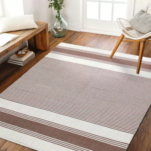 Tapete de Sala Algodão Moderno 1,50 x 2,00 Lavável em Máquina Listrado