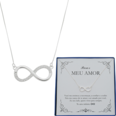 Colar Feminino em Prata 925 Símbolo do seu Amor Infinito - Presente Ideal para quem você Ama