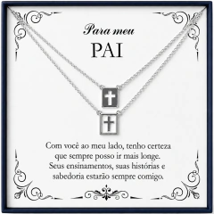 Presente Dia dos Pais Escapulário Pai Cruz Folheado Prata Presente Masculino Proteção, Elegância e Significado - comprar online