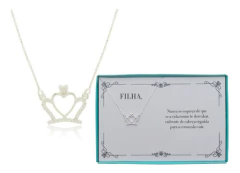 Colar Feminino em Prata 925 com Pingente de Coroa - Presente Especial para Filha - comprar online