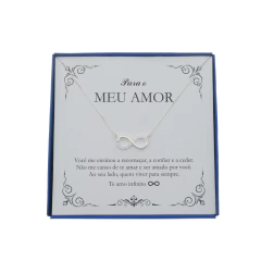 Kit com 2 Colares Femininos em Prata 925 - Amor Infinito e Coração Cravejado, Presentes Perfeitos para Mãe e Quem Você Ama - Ds Joias