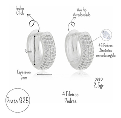 Brinco de Argola Feminino em Prata 925 com Zircônia - Presente Elegante na internet