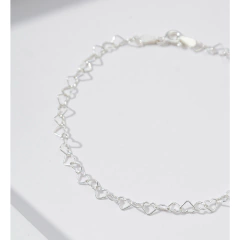 Pulseira Feminina em Prata 925 com Elo Coração - Joia Delicada e Sofisticada para Presentear - loja online