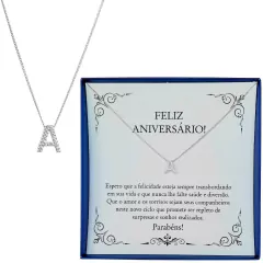Colar em Prata 925 com Letra Brilhante - Presente de Aniversário Perfeito - comprar online