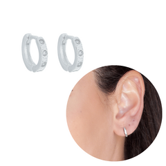 Brinco Piercing Argola Prata 925 Click Cravejada – Joia Delicada e Moderna - comprar online