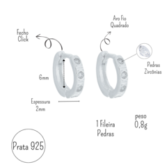 Brinco Piercing Argola Prata 925 Click Cravejada – Joia Delicada e Moderna na internet
