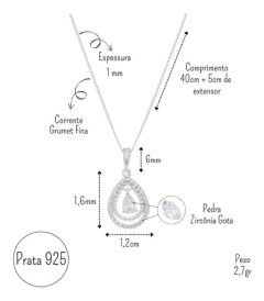 Colar Feminino em Prata 925 - Presente Luxuoso para Sogra na internet