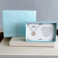 Colar Feminino Folheado a Ouro 24K com Coração Cravejado - Presente Perfeito para Mãe - loja online