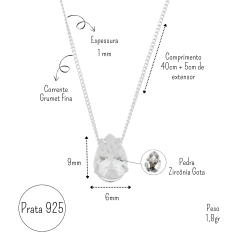 Colar Feminino Gota em Prata 925 com Mensagem Personalizada - Presente Único e Especial - Ds Joias