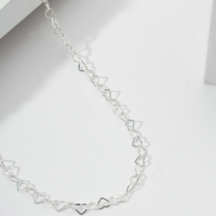 Colar Feminino em Prata 925 com Elo Coração - Corrente Delicada e Romântica para Presentear - loja online