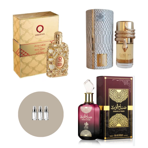 Combo Mais Vendidos - Decants Musamam, Sabah e Royal Amber - comprar online