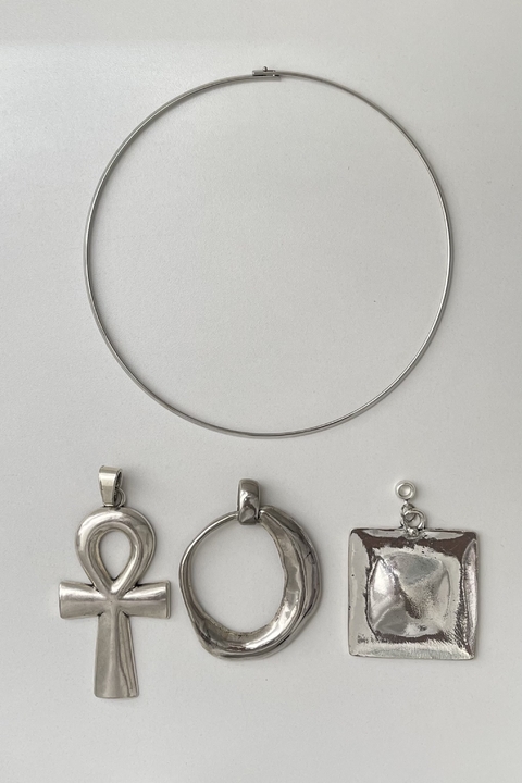 Combo 3 pingentes + choker prata - comprar online