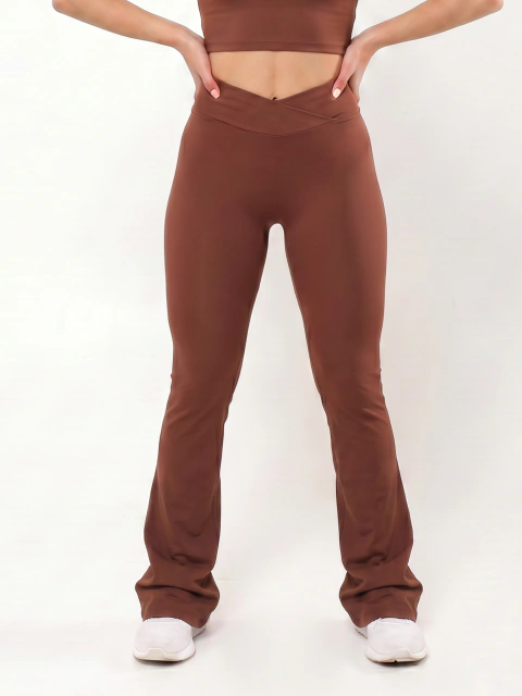 LEGGING CROSS FLARE BROWN