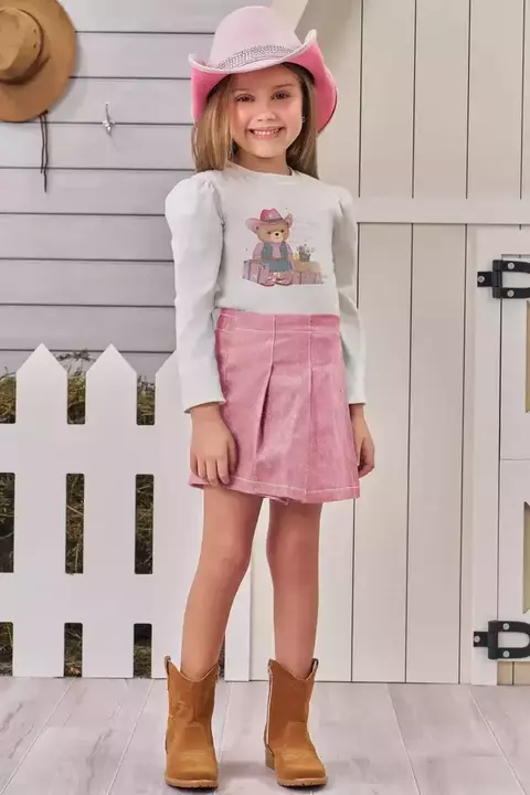 Conjunto de Blusa em Cotton e Short Saia em Sarja com Elastano - comprar online