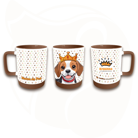 Caneca - Coleção: Riquinho, a Majestade do Lar - (Fundo de Coração) - Raça Beagle