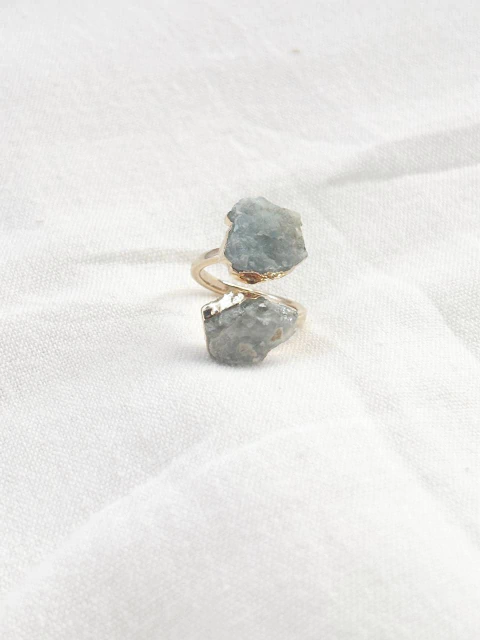 ANILLO "VENUS" AGUAMARINA DOBLE - comprar online