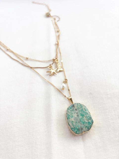 COLLAR "VENUS" CON CADENA Y AMAZONITA - comprar online