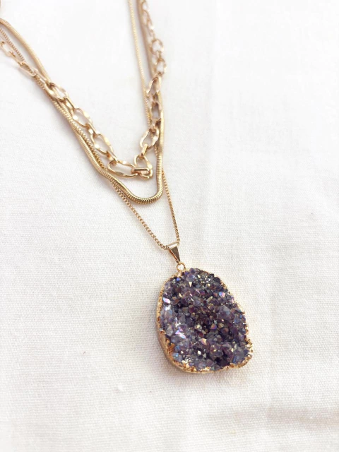 COLLAR "VENUS" CON CADENA Y DRUSA AMATISTA - comprar online