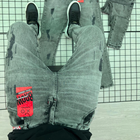 Calça Modelo Jogador Cinza Jeans Marmorizado Nino Abravanel