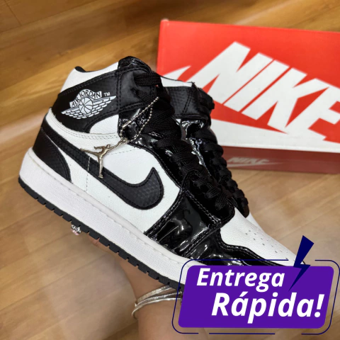 Tênis Nike Air Jordan 1 High Preto e Branco Brilhante Importado - comprar online