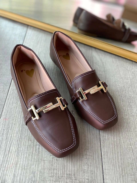 Mocassim feminino Ligia café