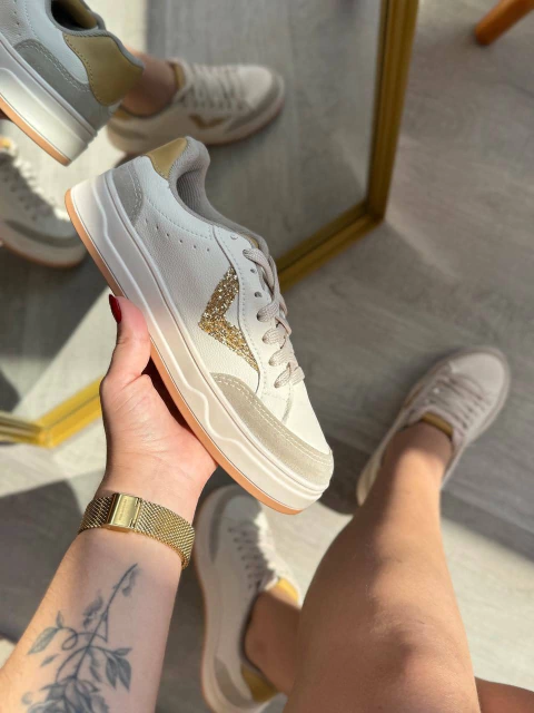 Tênis feminino Sandy off white/aveia