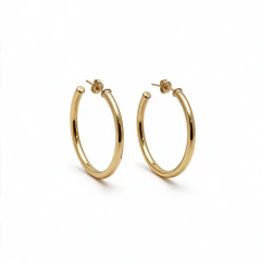 Brinco Banhado a Ouro 18k Argola com Tarraxa
